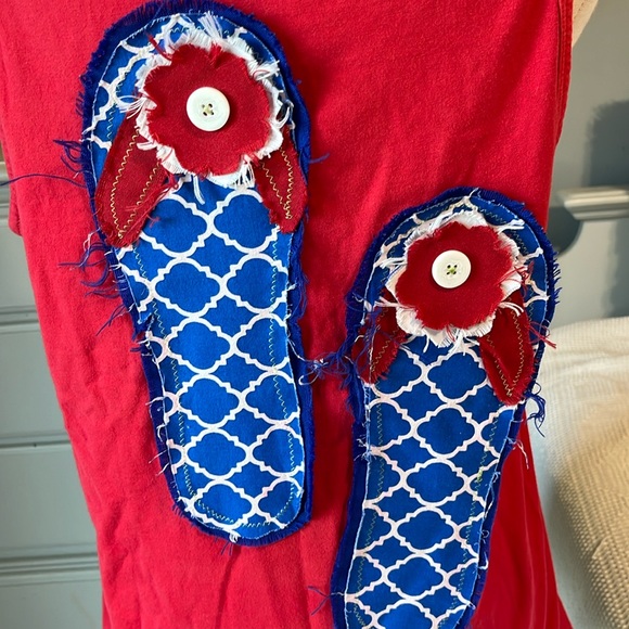Comfort Colors Red Custom Tank Beach Flip Flops Top Small - Picture 3 of 10